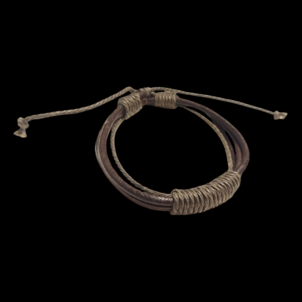 B928 Unisex Adjustable Brown Stacking Leather Bracelet